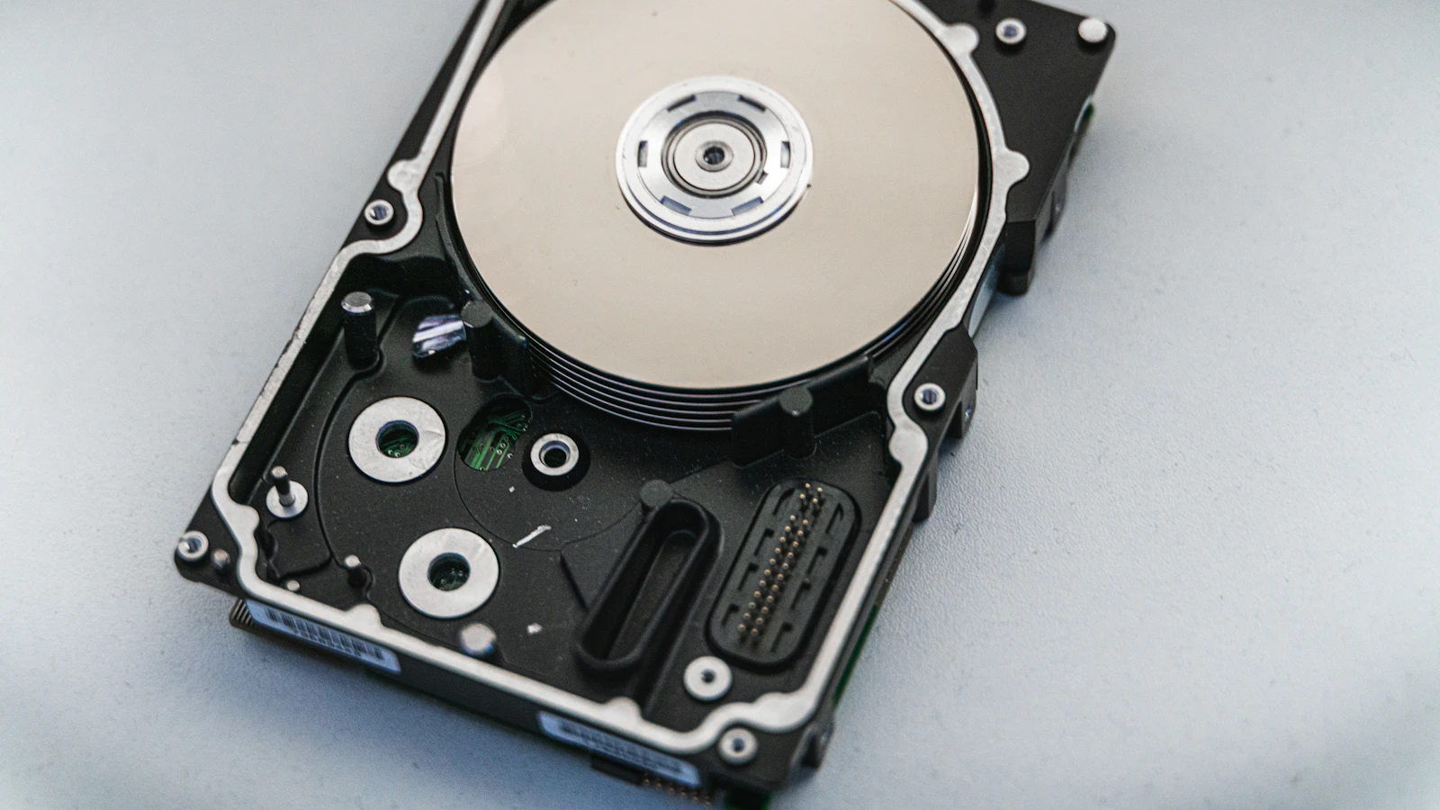 An open hard disk drive, representing WordPress website backups